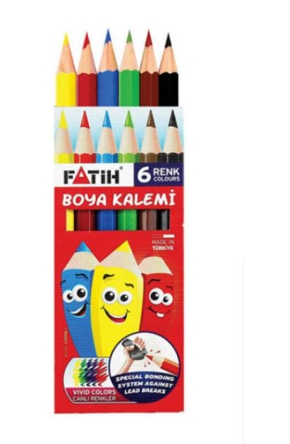 Picture of RBT-Fatih Kuru Boya Kalemi Yarım Boy 6 Renk